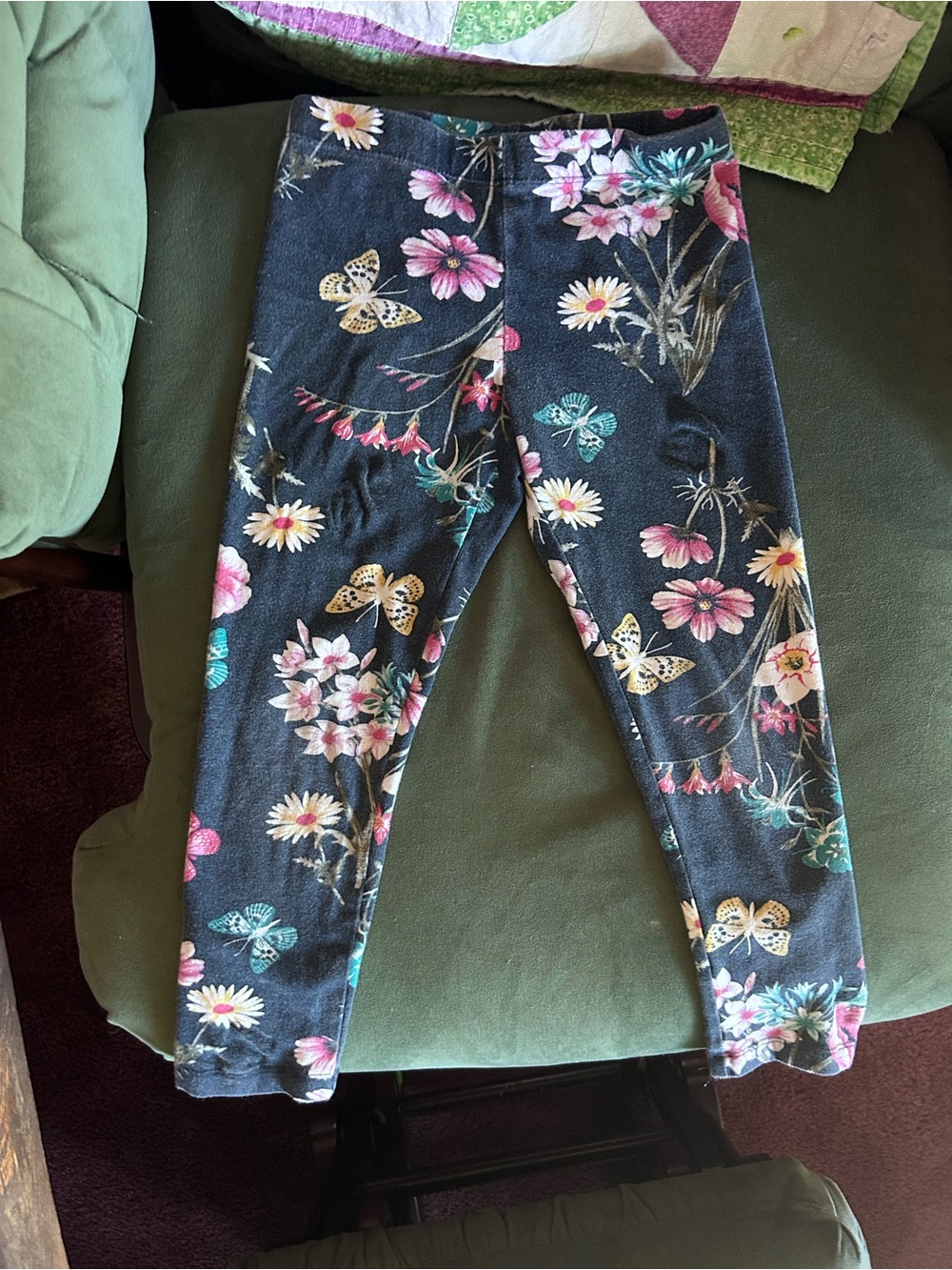wonder nation Navy Floral & Butterfly Leggings
